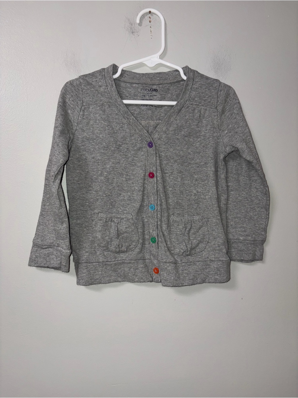 GapKids Gray Cardigan Sweater Colored Buttons Girls 3T
